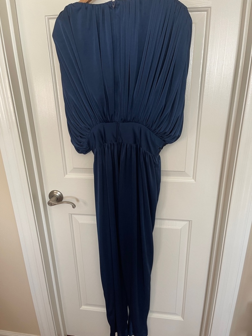 Dynasty Sequined Waist Navy Evening Jumpsuit - Women M - Picture 6 of 9